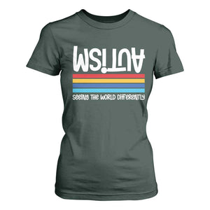 Autism Awareness T Shirt For Women Seeing the World Differently ASD Month Support TS10 Dark Forest Green Print Your Wear