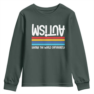 Autism Awareness Youth Sweatshirt Seeing the World Differently ASD Month Support TS10 Dark Forest Green Print Your Wear