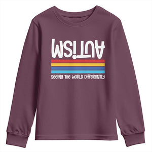 Autism Awareness Youth Sweatshirt Seeing the World Differently ASD Month Support TS10 Maroon Print Your Wear