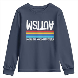 Autism Awareness Youth Sweatshirt Seeing the World Differently ASD Month Support TS10 Navy Print Your Wear