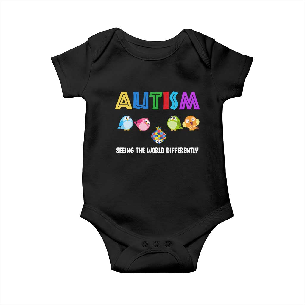 Autism Awareness Baby Onesie Seeing the World Differently ASD Cute Puzzle Pieces Owl TS10 Black Print Your Wear