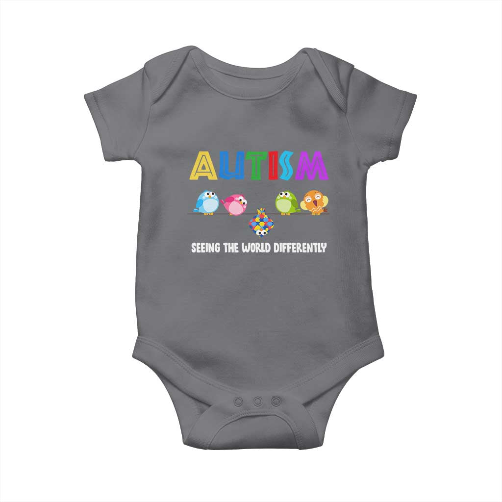 Autism Awareness Baby Onesie Seeing the World Differently ASD Cute Puzzle Pieces Owl TS10 Charcoal Print Your Wear