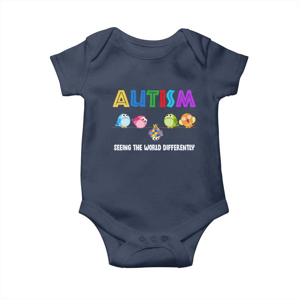 Autism Awareness Baby Onesie Seeing the World Differently ASD Cute Puzzle Pieces Owl TS10 Navy Print Your Wear