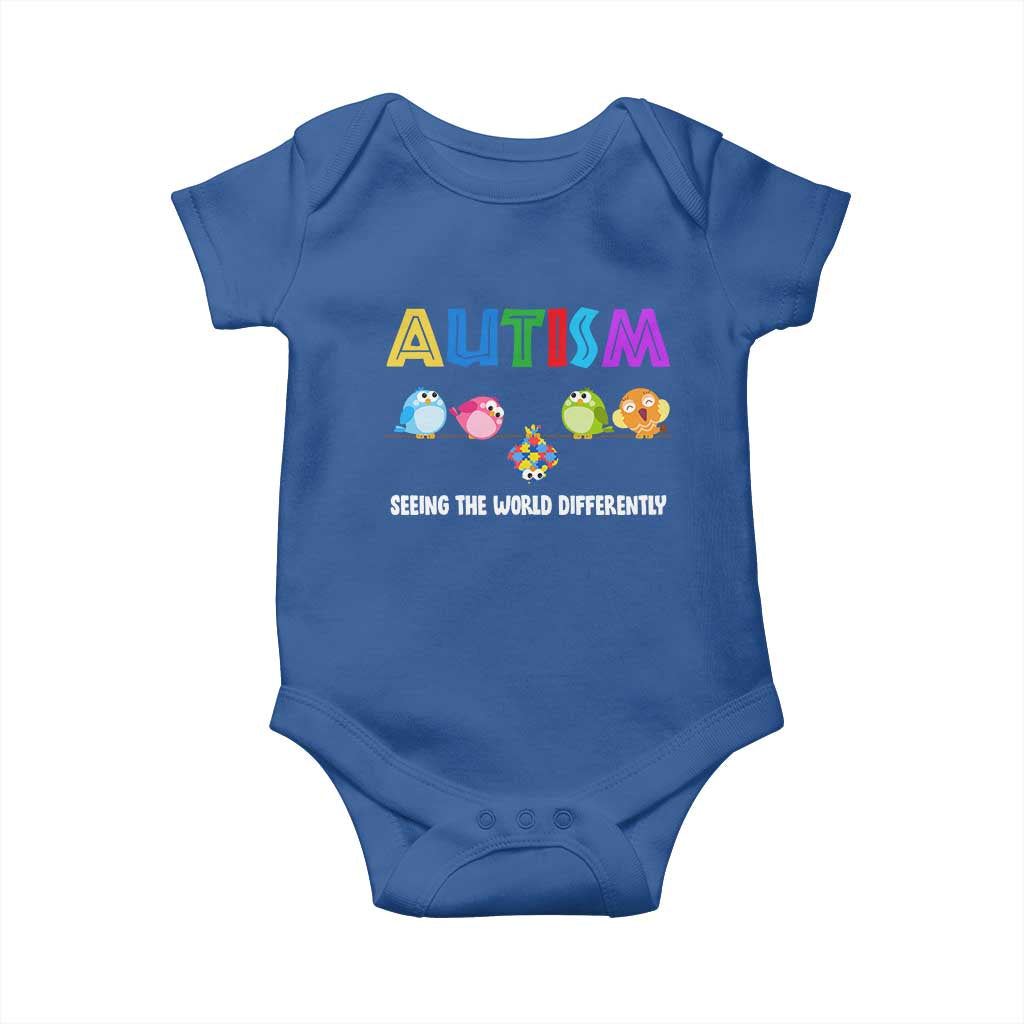 Autism Awareness Baby Onesie Seeing the World Differently ASD Cute Puzzle Pieces Owl TS10 Royal Blue Print Your Wear