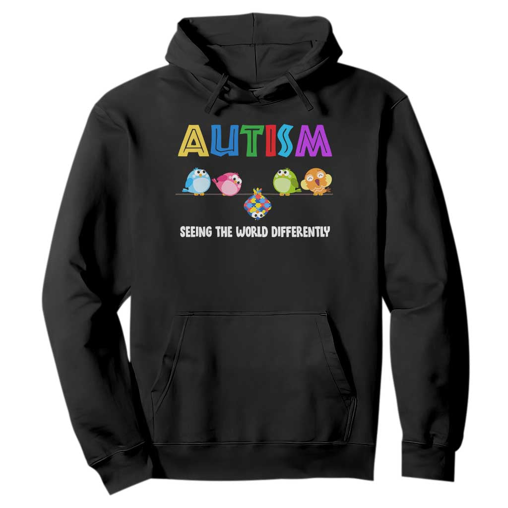 Autism Awareness Hoodie Seeing the World Differently ASD Cute Puzzle Pieces Owl TS10 Black Print Your Wear