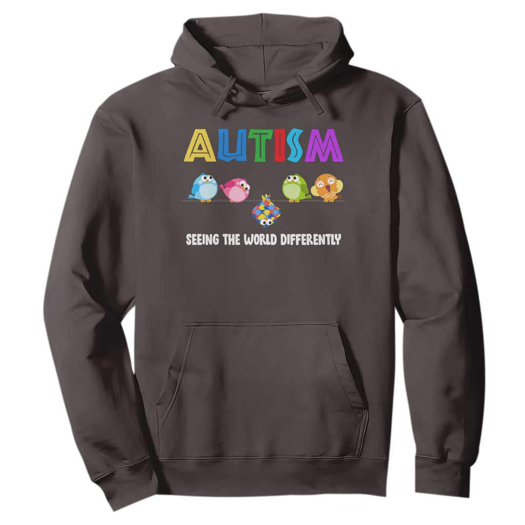 Autism Awareness Hoodie Seeing the World Differently ASD Cute Puzzle Pieces Owl TS10 Dark Chocolate Print Your Wear