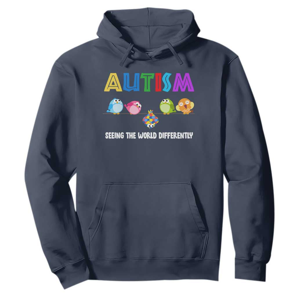 Autism Awareness Hoodie Seeing the World Differently ASD Cute Puzzle Pieces Owl TS10 Navy Print Your Wear