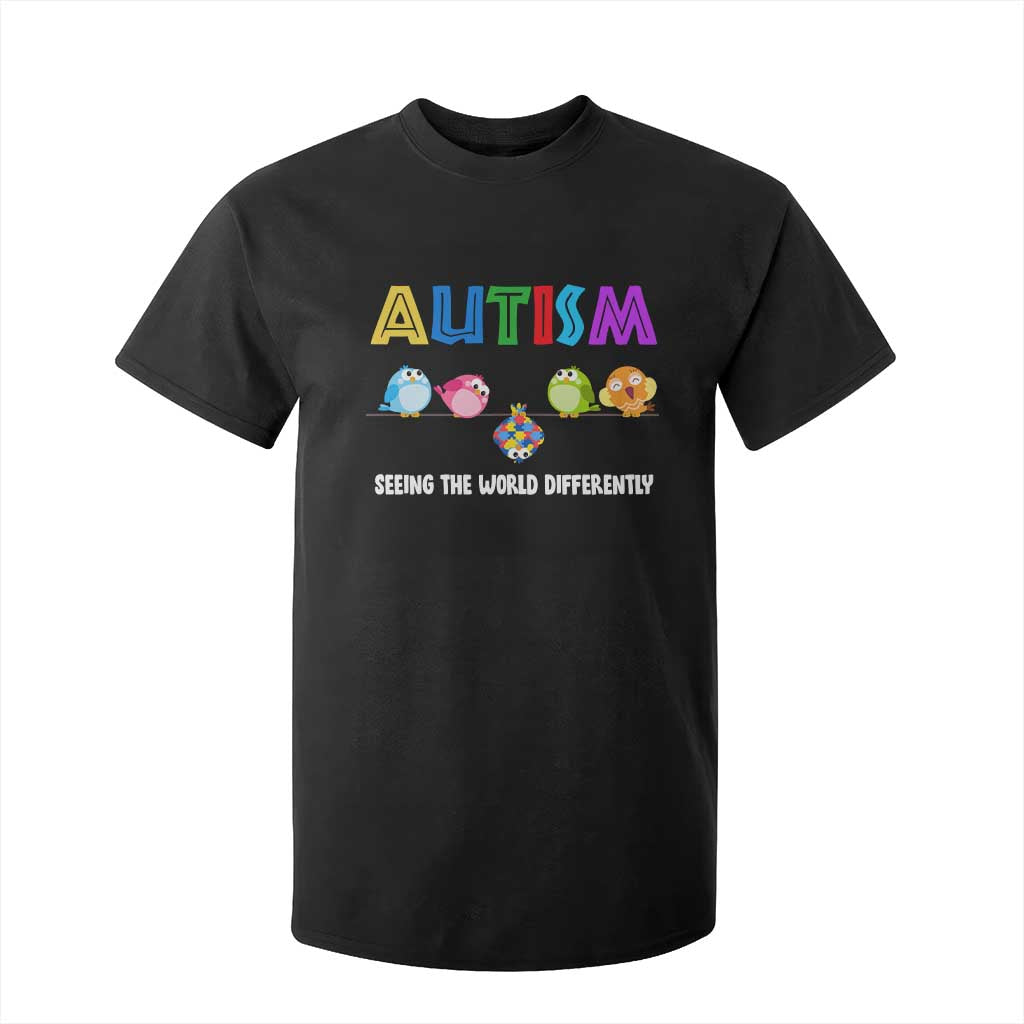 Autism Awareness T Shirt For Kid Seeing the World Differently ASD Cute Puzzle Pieces Owl TS10 Black Print Your Wear