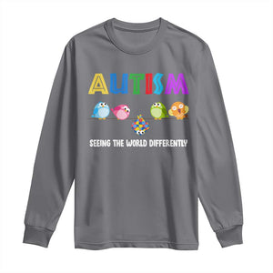 Autism Awareness Long Sleeve Shirt Seeing the World Differently ASD Cute Puzzle Pieces Owl TS10 Charcoal Print Your Wear