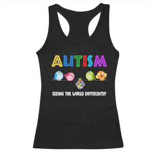 Autism Awareness Racerback Tank Top Seeing the World Differently ASD Cute Puzzle Pieces Owl TS10 Black Print Your Wear