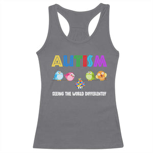Autism Awareness Racerback Tank Top Seeing the World Differently ASD Cute Puzzle Pieces Owl TS10 Charcoal Print Your Wear