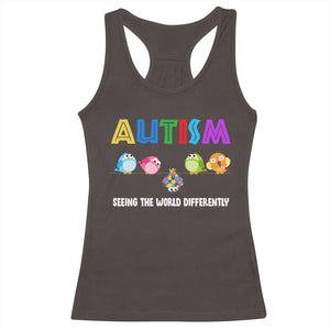 Autism Awareness Racerback Tank Top Seeing the World Differently ASD Cute Puzzle Pieces Owl TS10 Dark Chocolate Print Your Wear