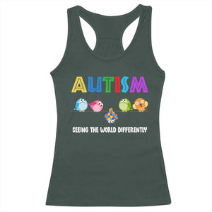 Autism Awareness Racerback Tank Top Seeing the World Differently ASD Cute Puzzle Pieces Owl TS10 Dark Forest Green Print Your Wear