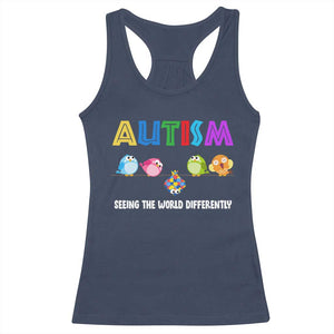 Autism Awareness Racerback Tank Top Seeing the World Differently ASD Cute Puzzle Pieces Owl TS10 Navy Print Your Wear
