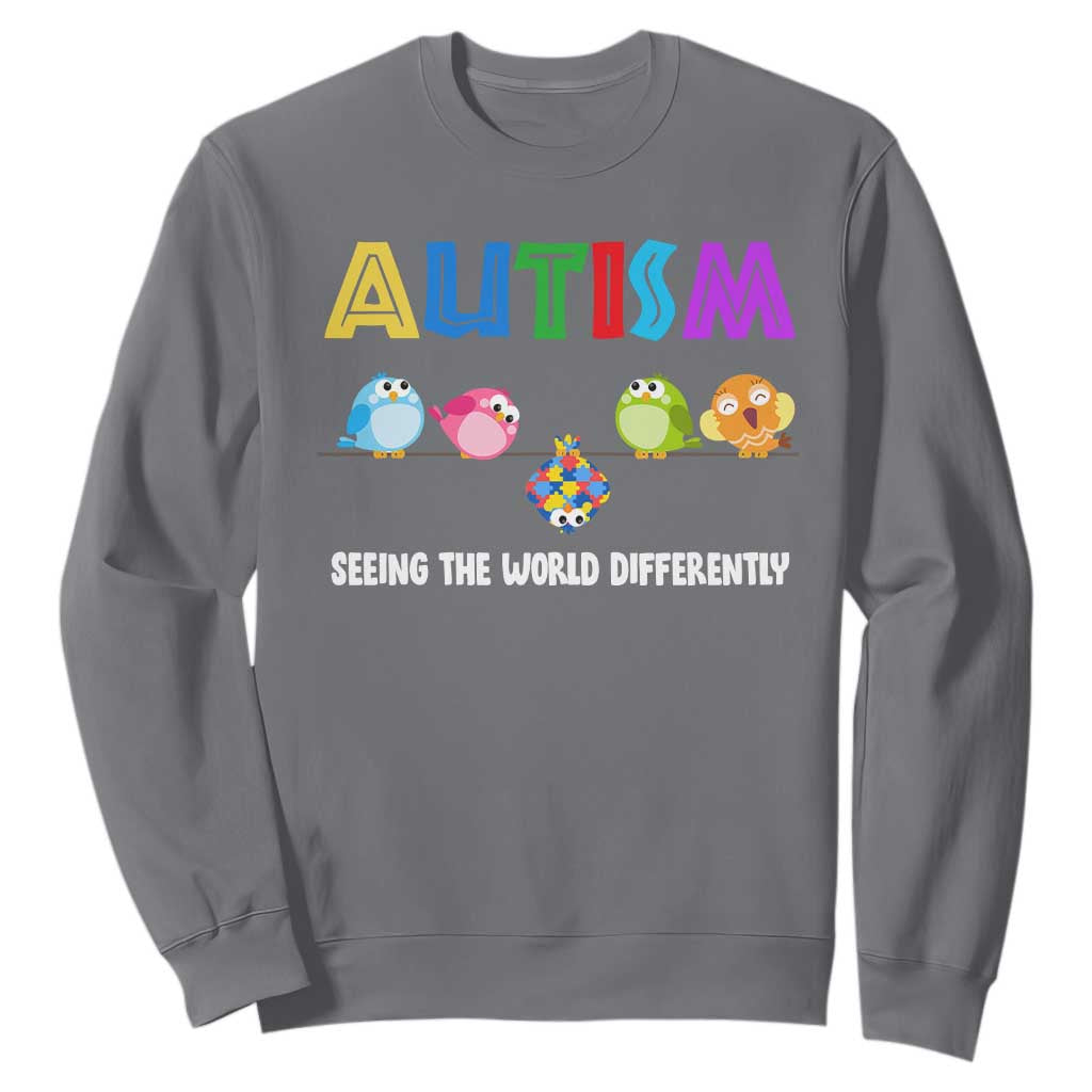 Autism Awareness Sweatshirt Seeing the World Differently ASD Cute Puzzle Pieces Owl TS10 Charcoal Print Your Wear
