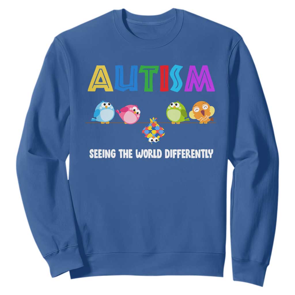 Autism Awareness Sweatshirt Seeing the World Differently ASD Cute Puzzle Pieces Owl TS10 Royal Blue Print Your Wear