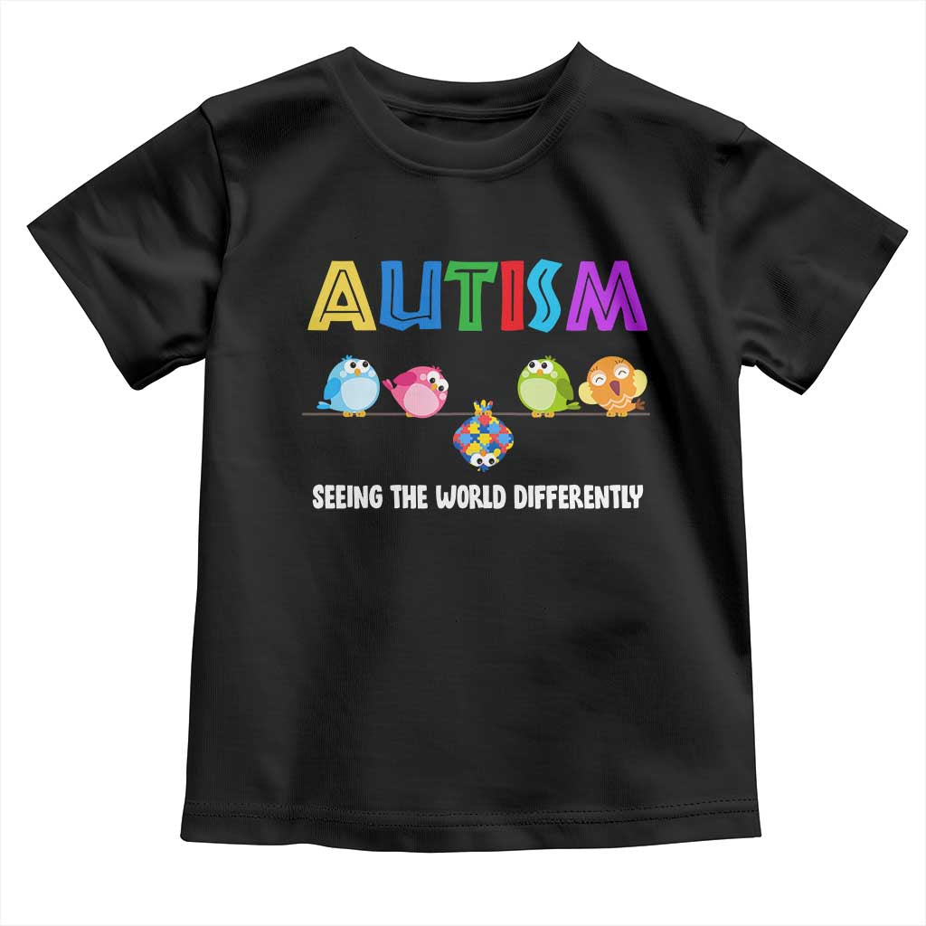 Autism Awareness Toddler T Shirt Seeing the World Differently ASD Cute Puzzle Pieces Owl TS10 Black Print Your Wear