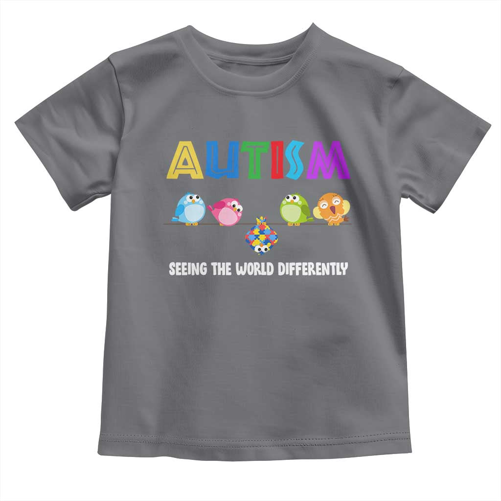 Autism Awareness Toddler T Shirt Seeing the World Differently ASD Cute Puzzle Pieces Owl TS10 Charcoal Print Your Wear