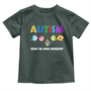 Autism Awareness Toddler T Shirt Seeing the World Differently ASD Cute Puzzle Pieces Owl TS10 Dark Forest Green Print Your Wear