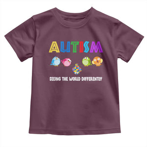 Autism Awareness Toddler T Shirt Seeing the World Differently ASD Cute Puzzle Pieces Owl TS10 Maroon Print Your Wear