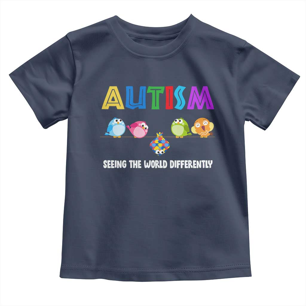 Autism Awareness Toddler T Shirt Seeing the World Differently ASD Cute Puzzle Pieces Owl TS10 Navy Print Your Wear