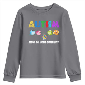 Autism Awareness Youth Sweatshirt Seeing the World Differently ASD Cute Puzzle Pieces Owl TS10 Charcoal Print Your Wear