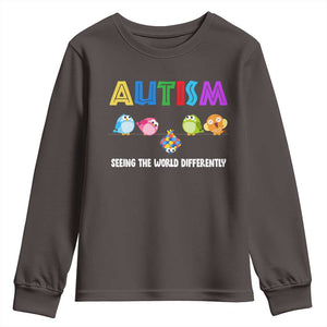 Autism Awareness Youth Sweatshirt Seeing the World Differently ASD Cute Puzzle Pieces Owl TS10 Dark Chocolate Print Your Wear