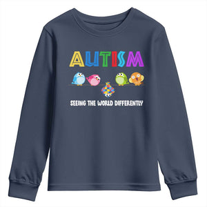 Autism Awareness Youth Sweatshirt Seeing the World Differently ASD Cute Puzzle Pieces Owl TS10 Navy Print Your Wear