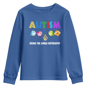 Autism Awareness Youth Sweatshirt Seeing the World Differently ASD Cute Puzzle Pieces Owl TS10 Royal Blue Print Your Wear