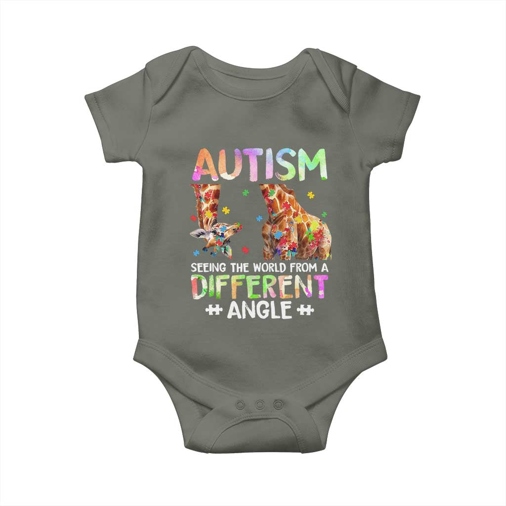 Autism Awareness Giraffe Baby Onesie Seeing The World Differently ASD TS10 Military Green Print Your Wear