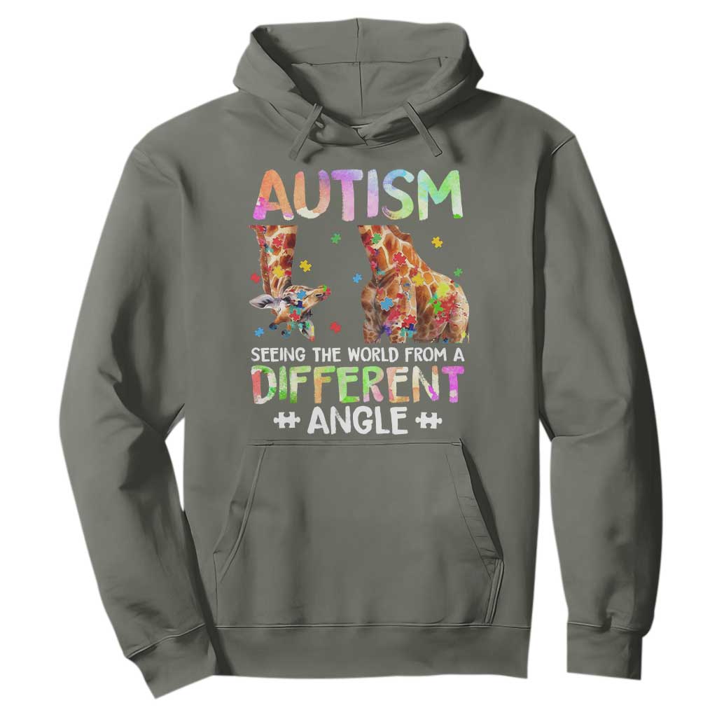 Autism Awareness Giraffe Hoodie Seeing The World Differently ASD TS10 Military Green Print Your Wear