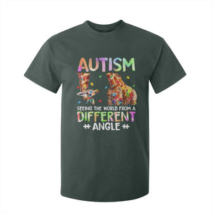 Autism Awareness Giraffe T Shirt For Kid Seeing The World Differently ASD TS10 Dark Forest Green Print Your Wear