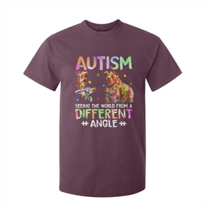 Autism Awareness Giraffe T Shirt For Kid Seeing The World Differently ASD TS10 Maroon Print Your Wear