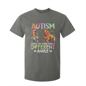 Autism Awareness Giraffe T Shirt For Kid Seeing The World Differently ASD TS10 Military Green Print Your Wear