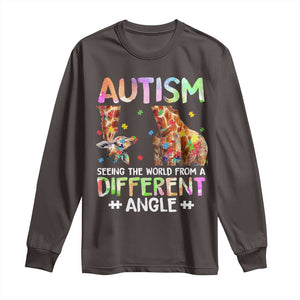 Autism Awareness Giraffe Long Sleeve Shirt Seeing The World Differently ASD TS10 Dark Chocolate Print Your Wear