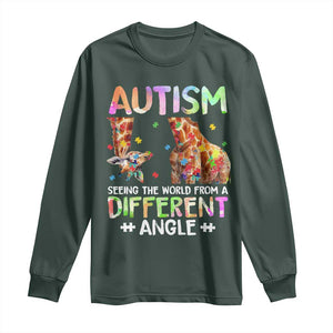 Autism Awareness Giraffe Long Sleeve Shirt Seeing The World Differently ASD TS10 Dark Forest Green Print Your Wear
