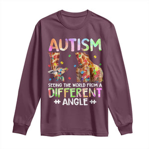 Autism Awareness Giraffe Long Sleeve Shirt Seeing The World Differently ASD TS10 Maroon Print Your Wear