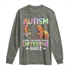 Autism Awareness Giraffe Long Sleeve Shirt Seeing The World Differently ASD TS10 Military Green Print Your Wear