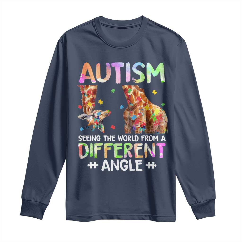 Autism Awareness Giraffe Long Sleeve Shirt Seeing The World Differently ASD TS10 Navy Print Your Wear
