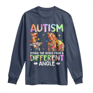Autism Awareness Giraffe Long Sleeve Shirt Seeing The World Differently ASD TS10 Navy Print Your Wear