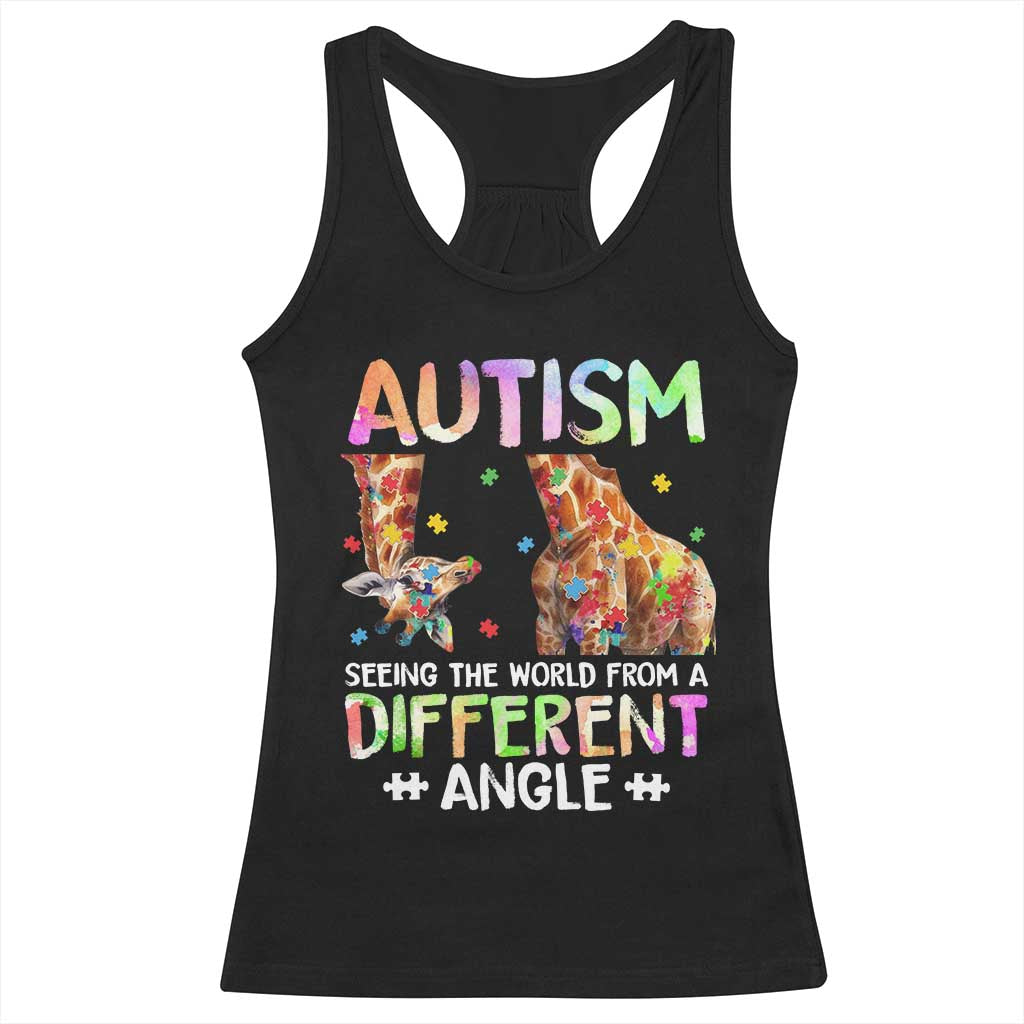Autism Awareness Giraffe Racerback Tank Top Seeing The World Differently ASD TS10 Black Print Your Wear