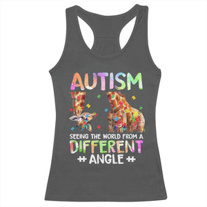Autism Awareness Giraffe Racerback Tank Top Seeing The World Differently ASD TS10 Dark Heather Print Your Wear