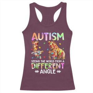 Autism Awareness Giraffe Racerback Tank Top Seeing The World Differently ASD TS10 Maroon Print Your Wear