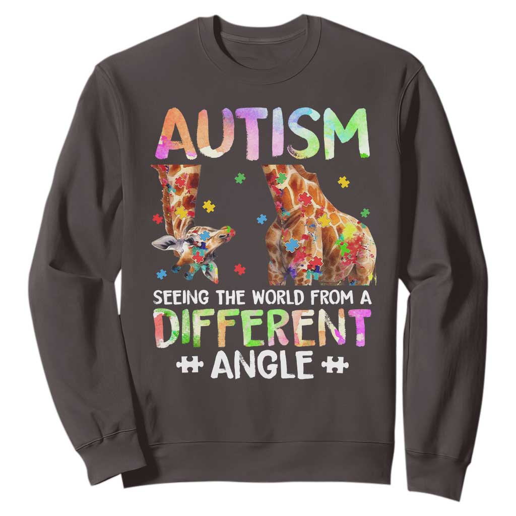 Autism Awareness Giraffe Sweatshirt Seeing The World Differently ASD TS10 Dark Chocolate Print Your Wear