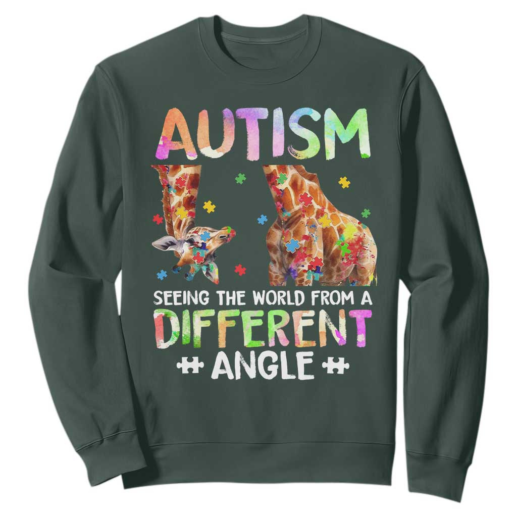 Autism Awareness Giraffe Sweatshirt Seeing The World Differently ASD TS10 Dark Forest Green Print Your Wear