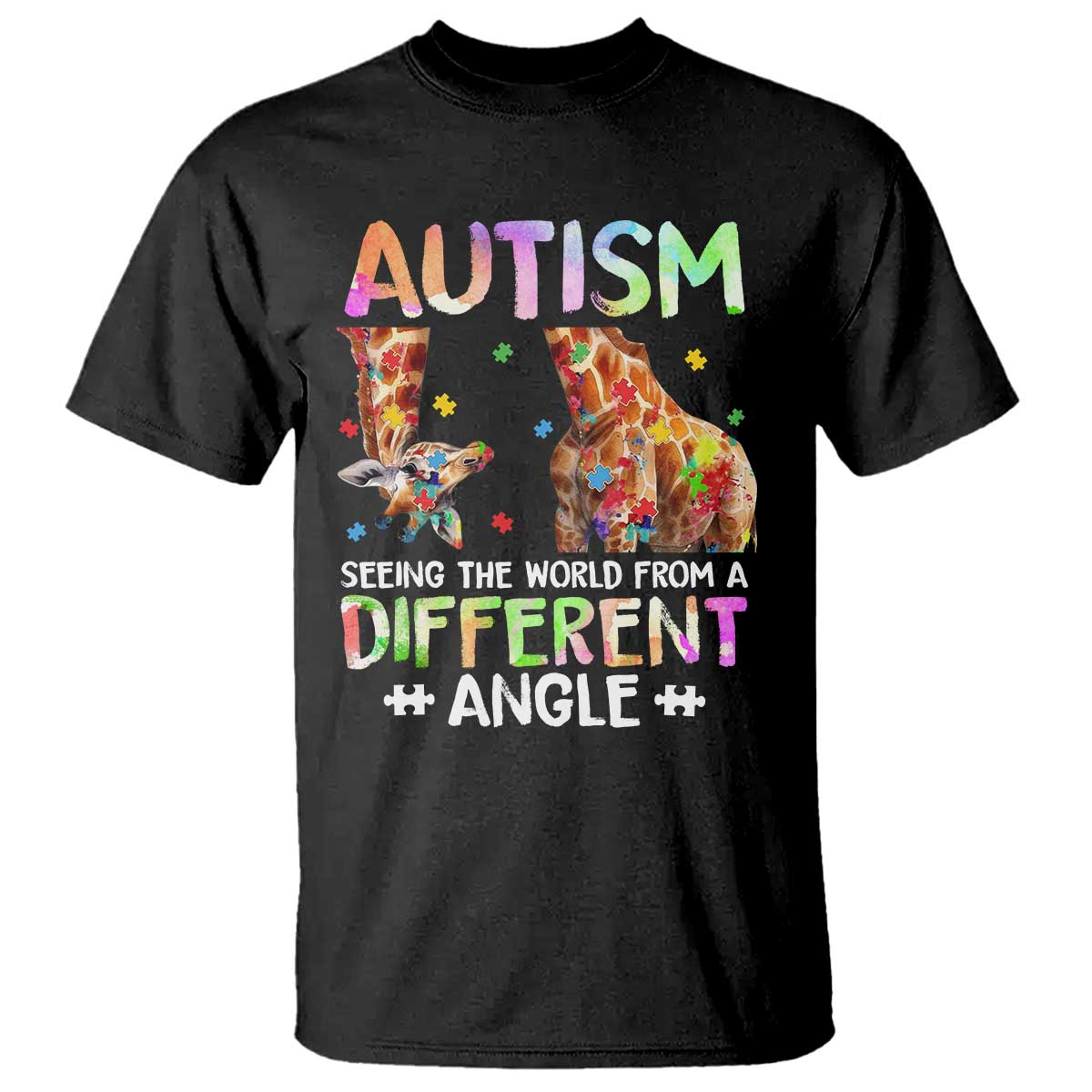 Autism Awareness Giraffe T Shirt Seeing The World Differently ASD TS10 Black Print Your Wear