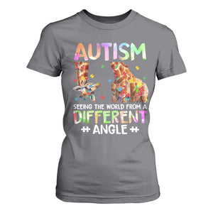 Autism Awareness Giraffe T Shirt For Women Seeing The World Differently ASD TS10 Charcoal Print Your Wear