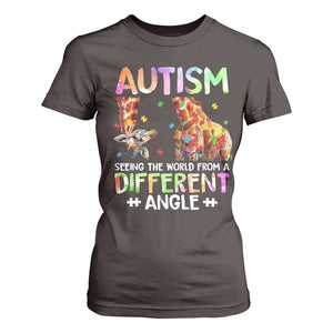 Autism Awareness Giraffe T Shirt For Women Seeing The World Differently ASD TS10 Dark Chocolate Print Your Wear