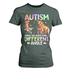 Autism Awareness Giraffe T Shirt For Women Seeing The World Differently ASD TS10 Dark Forest Green Print Your Wear