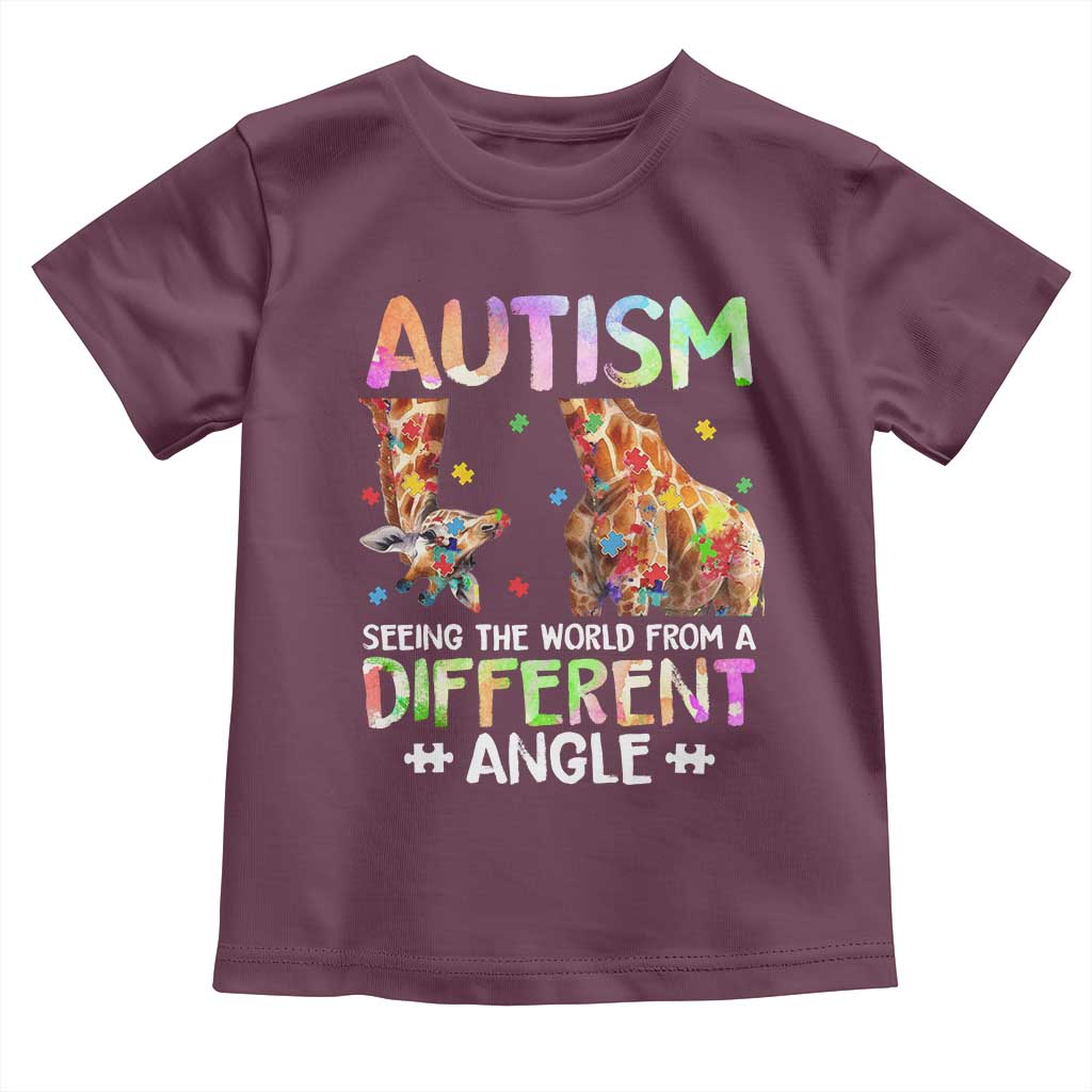 Autism Awareness Giraffe Toddler T Shirt Seeing The World Differently ASD TS10 Maroon Print Your Wear